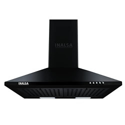 INALSA EKON 60cm 1100 m/hr Pyramid Kitchen Chimney With Elegant Look|Push Button Control|Efficient Dual LED Lamps & Filterless|5 Year Warranty on Motor (Black)