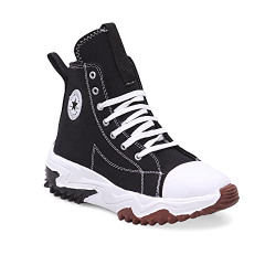 RKSS Men's Black Fabric Lace-Up Outdoor Trendy Lightweight Casual, Stylish High Ankle Boot Sneakers 6 UK/IND
