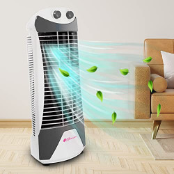 Casa Copenhagen, Tower Fan with 25 Feet Air Delivery, 4 Way Air Flow, High Speed, Anti Rust Body - Premium - Oxford White/Black moon