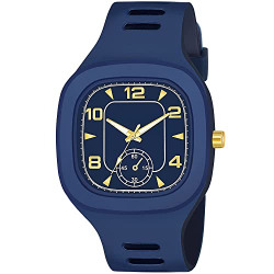 SWADESI STUFF Blue Dial Square 6 Crono Stylish Latest Generation Designer Rubber Strap Analog Watch - for Boys & Girls