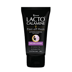 Lacto Calamine Face Peel Off Mask with Activated Charcoal and Vitamin E for deep pore cleansing, removing blackheads and whiteheads & fresh glowing, No Parabens No Sulphates, Black, 120 g