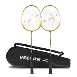 Vector X VXB-150 Badminton Racquet (2 PC Racquet + Full Cover, Green)