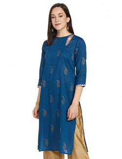 Zemyra Women's Regular Kurta (AW20KUR23_Indigo_S