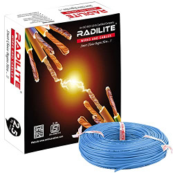 RADILITE Copper Wire with Triple Layer PVC Coating, Single Core Flexible Electric Cable for Domestic & Industrial Connections (2.5 mm, 90m Long, Blue),RLWC13