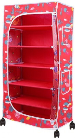 Miss & Chief 6 LAYER COLLAPSIBLE WARDROBE PP Collapsible Wardrobe(Finish Color - Red, DIY(Do-It-Yourself))