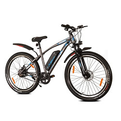 Leader E-Power L6 27.5T Electric Cycle with Front Suspension & Dual DISC Brake | Front LED Light and Horn (Li-Ion Removable Battery, 250W BLDC Motor)| 1 Year Warranty on Battery & Motor (Grey)