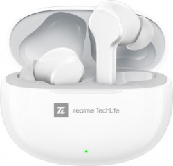 realme Techlife Buds T100 with up to 28 Hours Playback & AI ENC for Calls Bluetooth Headset(White, True Wireless)