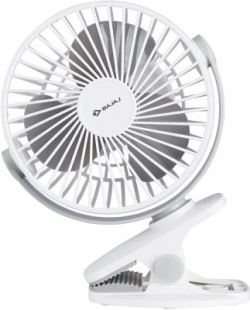 BAJAJ Pygmy Mini 110 MM Sweep 3 Blade Table Fan (USB Charging)-WHITE 110 mm Silent Operation 3 Blade Table Fan(White, Pack of 1)