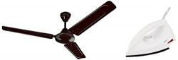 Bajaj Frore 1200 mm Ceiling Fan (Brown) DX-6 1000W Dry Iron with Advance Soleplate and Anti-bacterial German Coating Technology, White