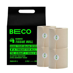 Beco Eco Friendly - Tissue Roll/ Toilet Tissue Paper (3 Ply) - 4 Rolls ( 220 Pulls Per Roll )