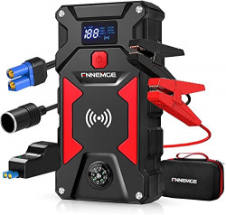 FNNEMGE Car Jump Starter 2500A Peak 24800mAh 12V Super Safe Car Battery Booster(Up to All Gas, 8.0L Diesel Engine), with 10W Wireless Charger Power Bank, USB Quick Charge 3.0