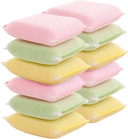 LandVK Scratch Proof Kitchen Utensil Scrubber Pads for Dishwashing, Bathroom and Toilet Cleaning, 19mm, Multicolor, Pack of 12