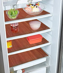 Amazon Brand - Solimo Polyvinyl Chloride Standard Pvc Fridge Mats - (Set of 6 Pcs, Brown)