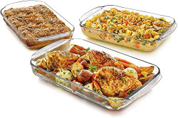 M T BROTHERS 1000 ml Glass Baking Dish Borosilicate Durable Glass Baking Pan Tray | Microwave Safe Pack of (3)