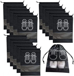 Stysol Shoe Potli Cover Travel Shoe Bag Pack of 15 pcs Non Woven Shoe Storage Covers Portable Shoe Pouches for Travelling and Footwear