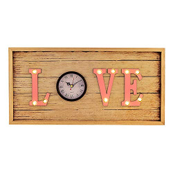 Archies Wall Clock Design Decorative in MDF Wood for Craft with LED Lights for Decoration, Table/Wall Dcor