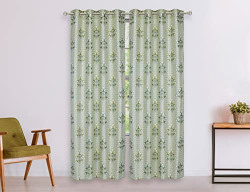 Amazon Brand - Solimo Polyester Floral Damask Print Door Curtain (Pack of 2, 7 Feet, Green)