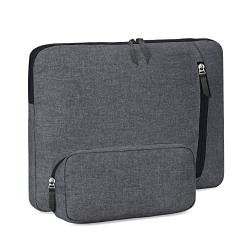 Axclip 15.6 Inch Laptop Sleeve Case Cover with Charger Pouch Laptop Sleeve Water Resistance Laptop Case / Laptop Cover / Laptop Protective Pouch for MacBook Ultrabook and Notebook (Gray with Black)