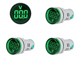 Vendoz Voltage Meter LED Display Gauge Digital Volt Indicator Combo, Measuring Range 60-500V AC (3 Pieces of Green)