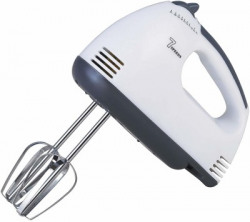 Fab Scarlett Hand Mixer - 7 Speed Egg Beater with Chrome Beater + Dough Hook 180 W Electric Whisk, Hand Blender(White)