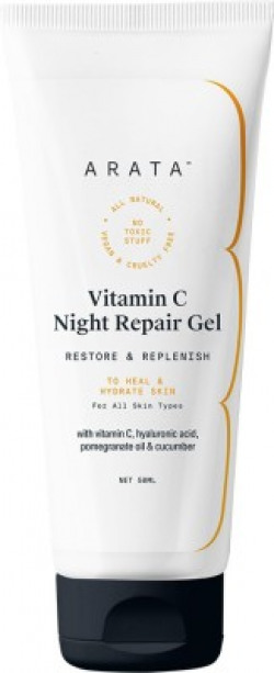 ARATA Vitamin C Night Repair Gel | Boosts Collagen & Refines Fine Lines | Vegan(50 ml)