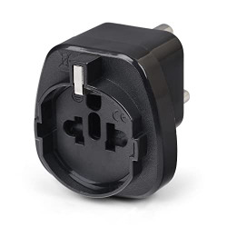 OREI European (Schuko) to India Plug Adapter - Convert European Type E/F Input to India Type D Three Prong Output Connection - Heavy Duty - Black Color (1 Pack)