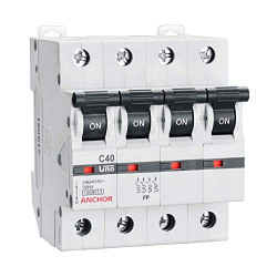 Anchor by Panasonic 98047 UNO Series 40 Ampere 4 Pole C Curve MCB,(White, Pack 2)