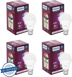 PHILIPS 10 W Standard B22 LED Bulb(White, Pack of 4)