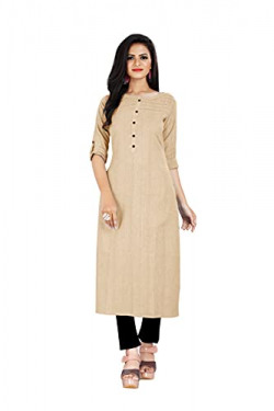 Rankar Women's Khadi A-Line Kurti (Rankar_Kurti_01_Beige_S)