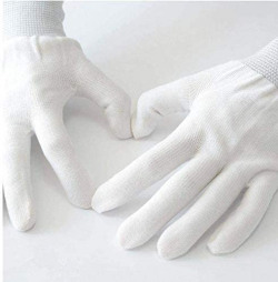 HEISHI Cotton Knitted Hand Gloves (White, 5 Pair)