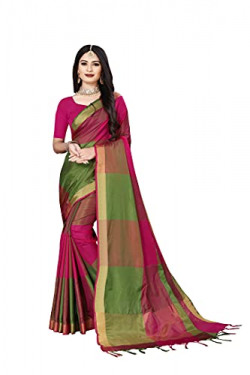 GRECIILOOKS Women Soft Cotton Silk Banarasi Saree for women | Women's Silk Cotton art silk saree for diwali (Pink)