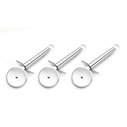 Signoraware 100% Stainless Steel Pizza Cutter, Sandwich & Pastry Cake Cycle Cutter, Sharp, Wheel Type Cutter, Pack of 3, Multicolour