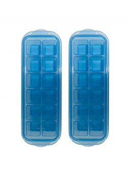 InddusHome Small POP-UP Ice Cube Tray with Flexible Silicon Bottom and Lid, 12 Cube Trays (Multicolor - Pack of 4)