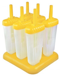 Shuban Great Enjoy Summer Food Grade Plastic Popsicle Mold BPA Free Homemade Ice Pop Maker Reusable Easy Release Candy Chocobar Kulfi Mould - Yellow-1 Pack