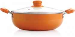 NIRLON Ceramic_KD22 Kadhai 22 cm diameter with Lid 2.25 L capacity(Aluminium, Non-stick, Induction Bottom)