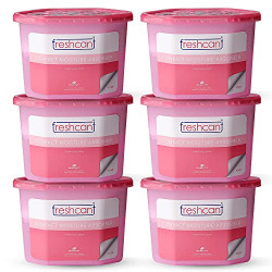 Compact Moisture Absorber by CILICAnT - Refresh Every Place - Fragrance Rose Wardrobe/Closets, Storage Compartment, Kitchen Cabinets, Cupboard, Almirah, Shoe Rack, Bathroom Uses, (Pack of 6)
