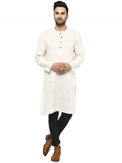 SKAVIJ Men's Cotton Straight Long Kurta offwhite_Small