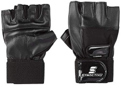 Amazon Brand - Symactive Leatherette Gym Training Gloves, X-Large, Black
