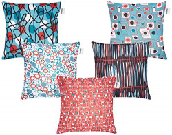 Amazon Brand - Solimo Meope Polyester Printed Cushion Covers, Set of 5, 16 x 16 Inch