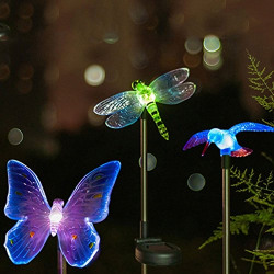 hardoll Hummingbird,Butterfly & Dragonfly LED Solar Garden Stake Light for Home (Pack of 3)