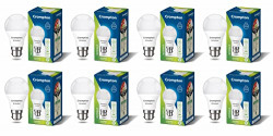 Crompton Dyna Ray 9W Round B22 LED Cool Day Light Pack of 8