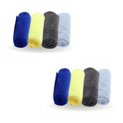 Bull Rider 40x40 cm 8 pc Multipurpose Highly Absorbent Microfiber Cloth for Car Cleaning and Detailing Extra Thick Plush Microfiber Towel Lint and Streak Free Car Cleaning Cloth - Multicolor