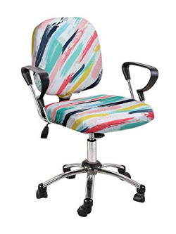 Cortina Corporate Office Chair Covers | Removable Chair Protector | Executive Rotating Chair Seat Case | Stretch Elastic Polyester Spandex Fabric | Abstract Print  Multi Colour | Chair Cover Set Of 1
