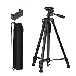 Dyazo 3366 Height Adjustable Aluminum Alloy Tripod Compatible with All Smart Phones, Camera, Go Pro Maximum Operating Height 4.5 ft Maximum Load Capacity up to 5kg (Black)