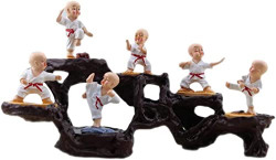 The Cube Mart Kung Fu Monk Decorations Resin Monk Figurine Small Buddha Sculpture Car Interior Display Car Ornament Home Decor Christmas Gift 6pcs