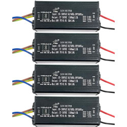 D'Mak Power Supply IP65 LED Driver 85-300V AC 50/60Hz Grey Body (50 Watt 1500mA, 4)