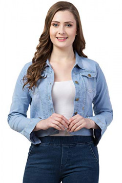 FUNDAY FASHION Women's Solid Regular Jacket (SYS-4025_Light Blue_Medium)