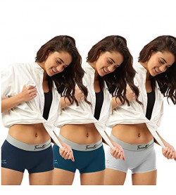 FREECULTR Women's Cotton Blend Boyshorts (Pack of 3) (FC-WMN-CT-BSRT-B-PB-MB-CW-03_S_Prussian Blue, Midnight Blue, Cloud White_S)