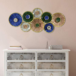 Craftter Metal Flower Circles Wall Art Sculpture- Wall Hanging Antique Decoration for Home Office Bedroom Guest Rooms, 47 X 21 inch, Multicolor