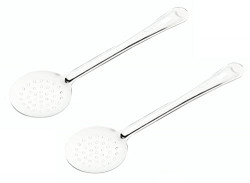 SignoraWare Kitchen Tools Stainless Steel(Food Grade) Heavy Gauge(1.2 MM) Elite Skimmer/Poni/Deep Fry Jhara/Jharni No.6 for Frying and Straining Puris/Nuggets/Rice/Pakodas (Size 37 cm) Set/2